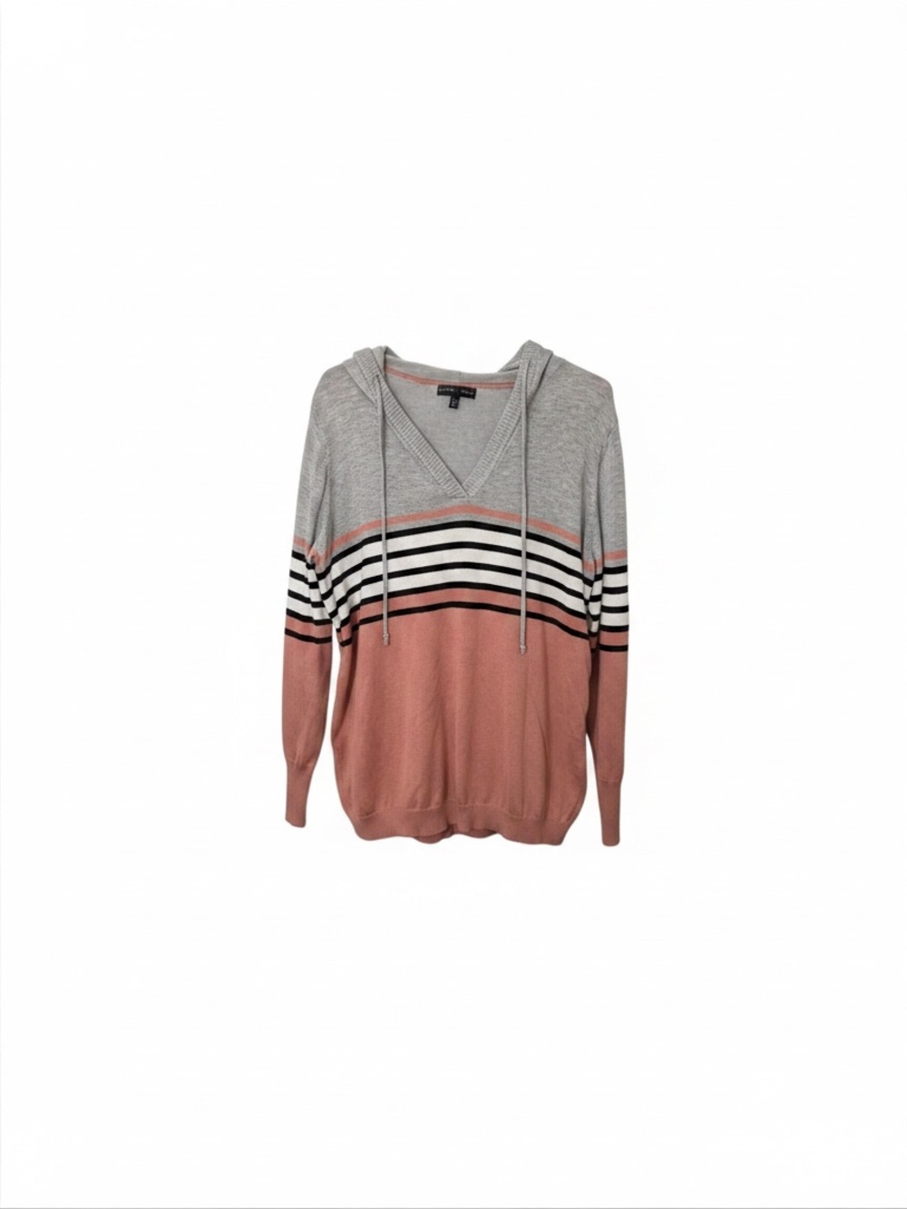 Sienna + Sage Colorblock Ruched V-Neck Hooded Sweater Size 2X